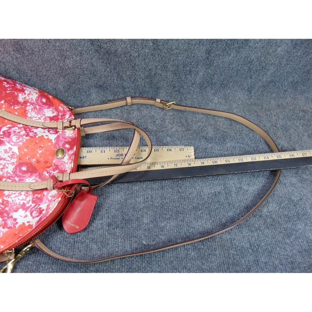 Coach Satchel Pink Orange Floral Coated Canvas Leather Trim F31341‎ FLAW READ